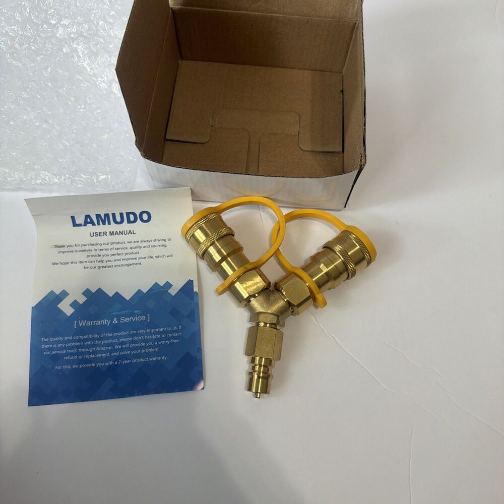 3/8 in Natural Gas Y Splitter, Low Pressure Propane NAT Gas Quick Connect/Dis...